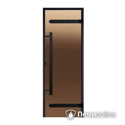 Дверь для бани Harvia Стеклянная дверь для сауны LEGEND 7/19 черная коробка сосна бронза  D71901МL в Полевском