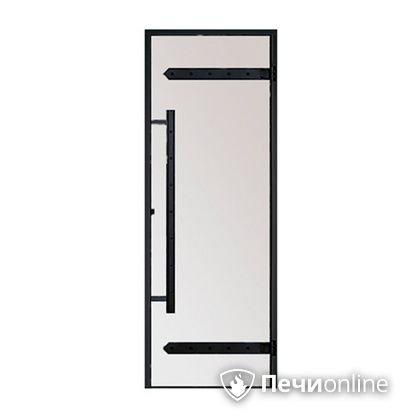 Дверь для бани Harvia Стеклянная дверь для сауны LEGEND 7/19 черная коробка сосна сатин D71905МL в Полевском